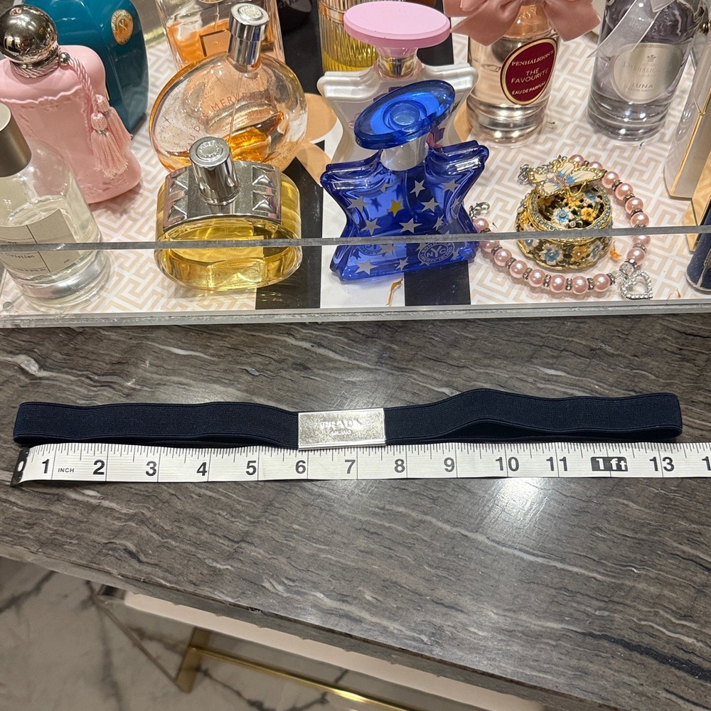 Prada Navy blue with silver logo elastic belt. NEW - Picture 17 of 17